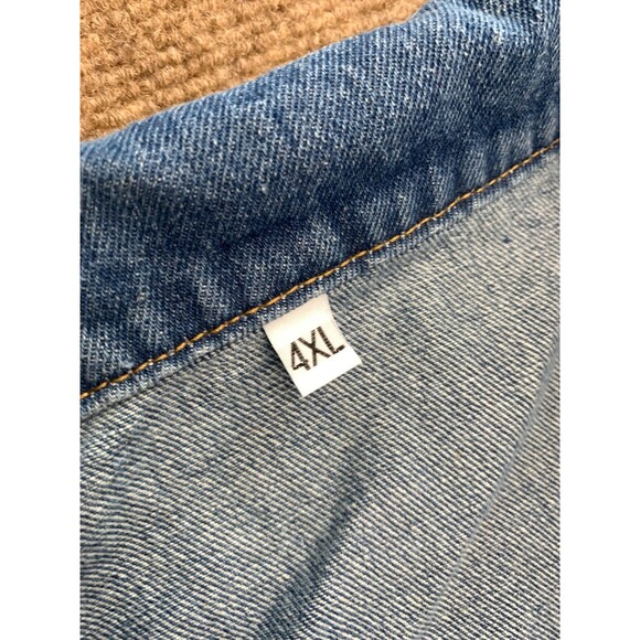Womens Denim Jacket Size 4XL Boyfriend Trench Long Trucker Oversized Button-Up - Picture 8 of 9